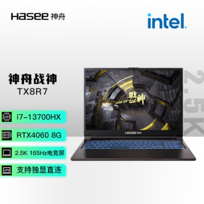 神舟（HASEE）战神TX8R7 13代英特尔酷睿i7 16英寸游戏本 笔记本电脑(i7-13700HX 16G 512G RTX4060 165Hz 2.5K电竞屏)